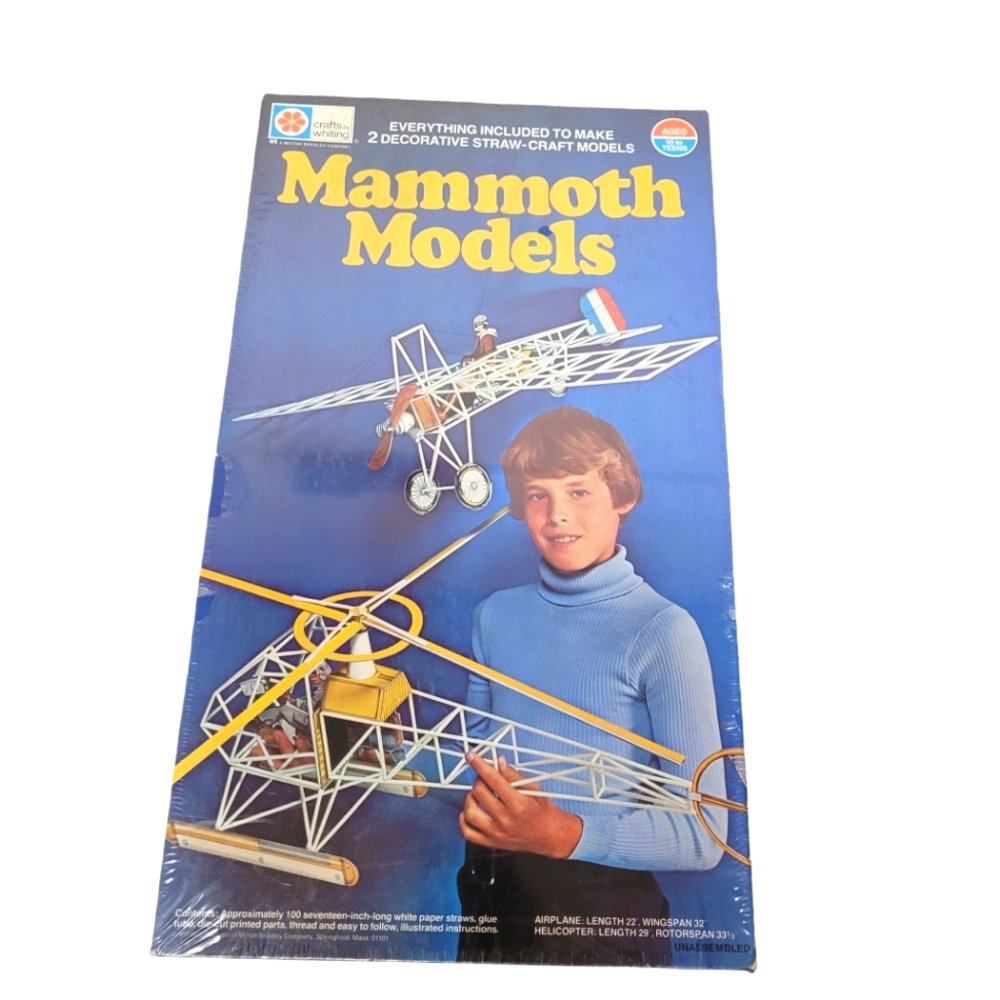 Nib! Vintage Mammoth Models Straw Craft Airplane & Helicopter 1976 Sealed